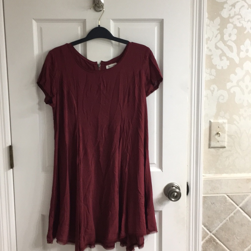 Maroon Shift Dress - urban outfitters